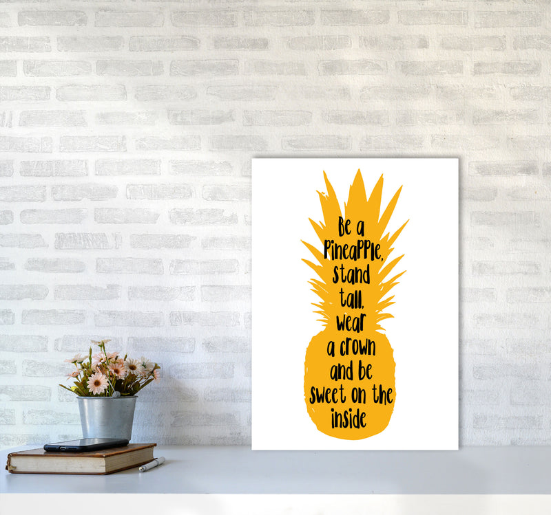 Be A Pineapple Yellow Framed Typography Wall Art Print A2 Black Frame