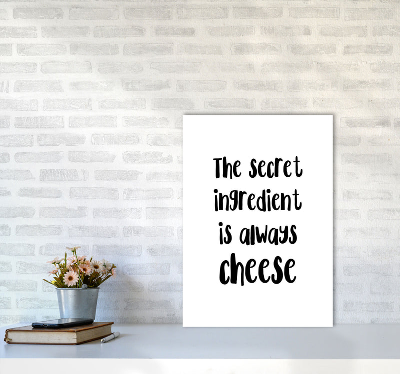 The Secret Ingredient Is Always Cheese Modern Print, Framed Kitchen Wall Art A2 Black Frame