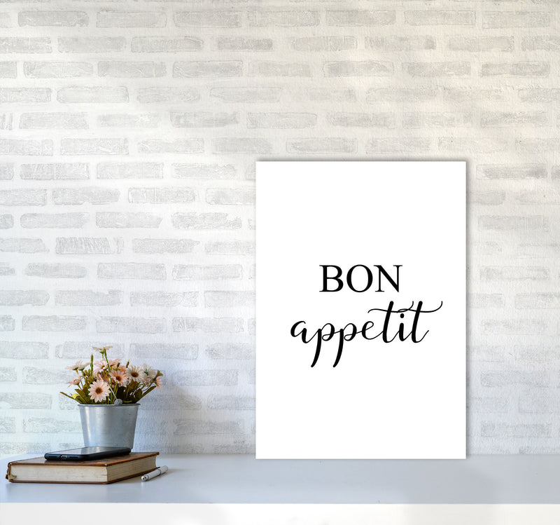 Bon Appetit Framed Typography Wall Art Print A2 Black Frame