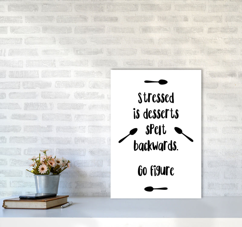Stressed Is Desserts Spelled Backwards Modern Print, Framed Kitchen Wall Art A2 Black Frame