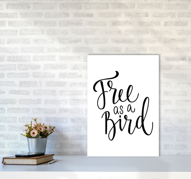 Free As A Bird Framed Typography Wall Art Print A2 Black Frame