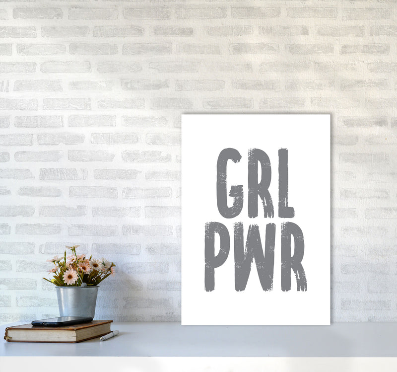 Girl Power Grey Framed Typography Wall Art Print A2 Black Frame