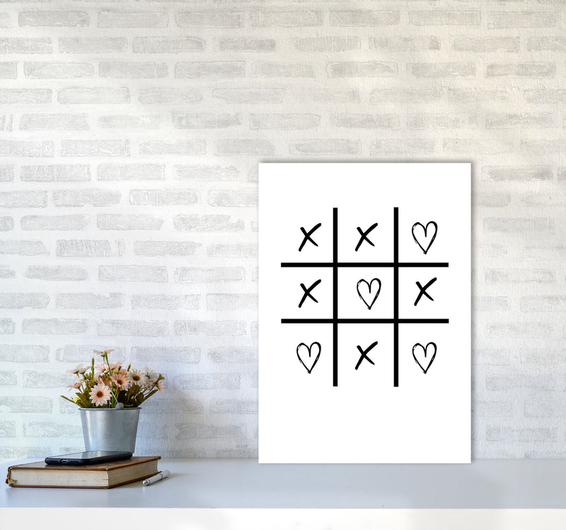 Hearts And Crosses Modern Print A2 Black Frame