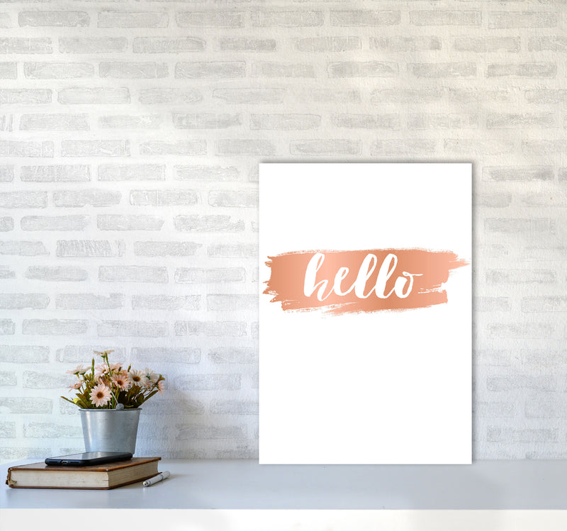 Hello Rose Gold Framed Typography Wall Art Print A2 Black Frame
