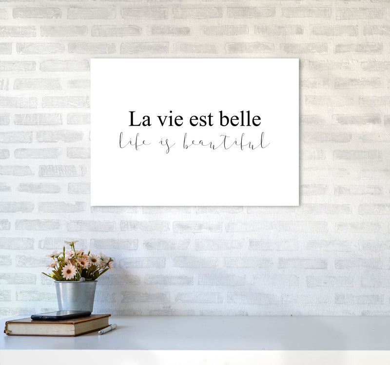 La Vie Est Belle Framed Typography Wall Art Print A2 Black Frame