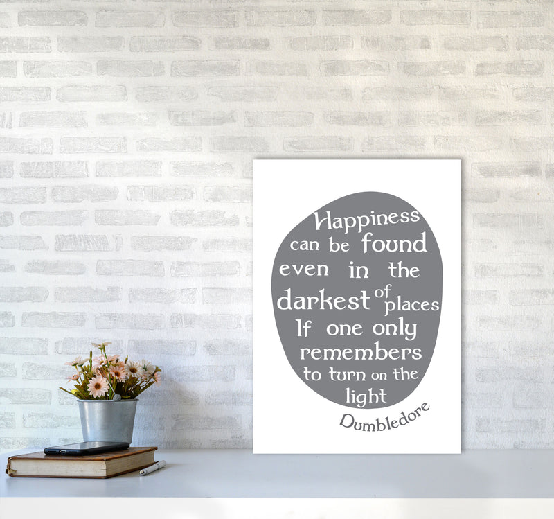 Happiness, Dumbledore Quote Framed Typography Wall Art Print A2 Black Frame