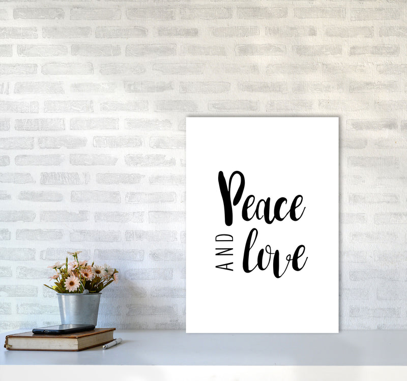 Peace And Love Framed Typography Wall Art Print A2 Black Frame