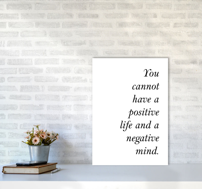 Positive Life, Negative Mind Framed Typography Wall Art Print A2 Black Frame