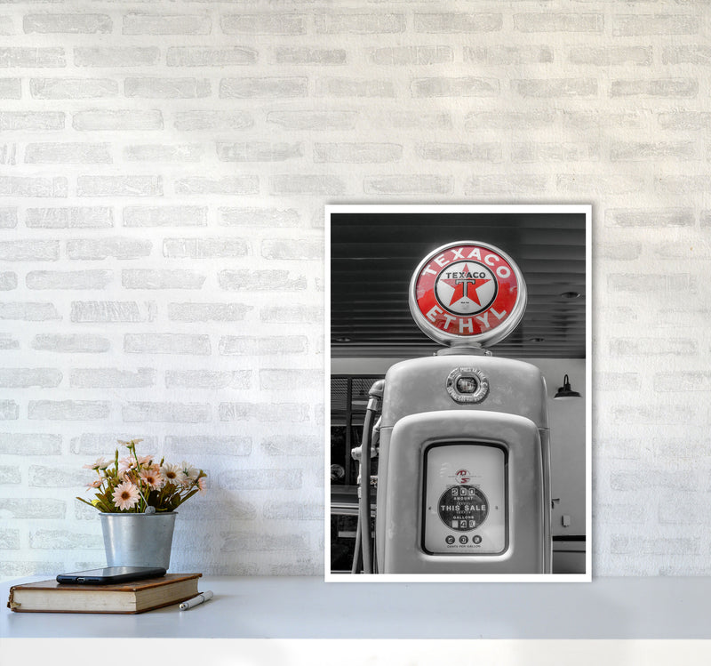 Texaco Gas Pump Modern Print A2 Black Frame