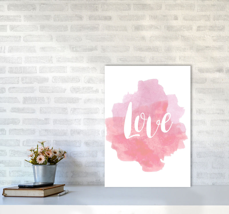 Love Pink Watercolour Modern Print A2 Black Frame