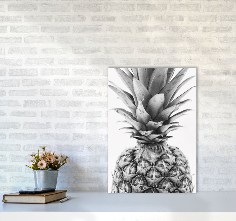 Black And White Pineapple Modern Print, Framed Kitchen Wall Art A2 Black Frame