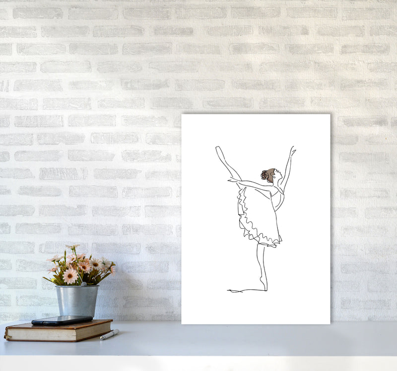 Ballet Dancer Line Drawing Modern Print A2 Black Frame