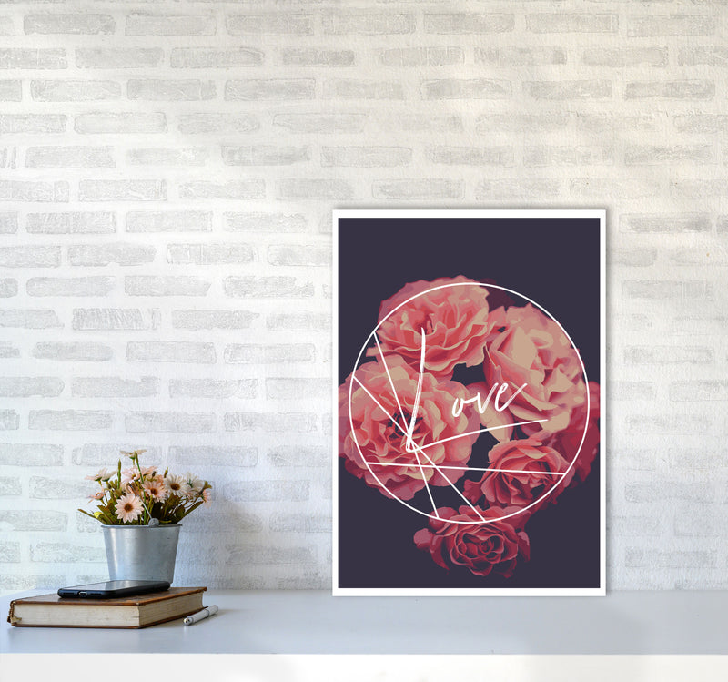 Floral Love Modern Print, Framed Botanical & Nature Art Print A2 Black Frame