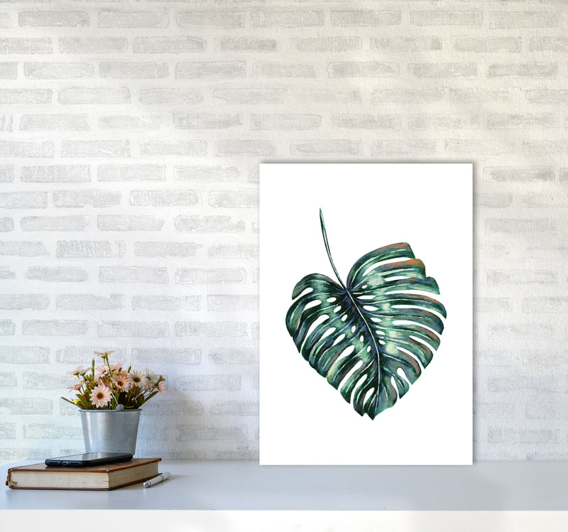 Monstera Leaf Full Modern Print, Framed Botanical & Nature Art Print A2 Black Frame