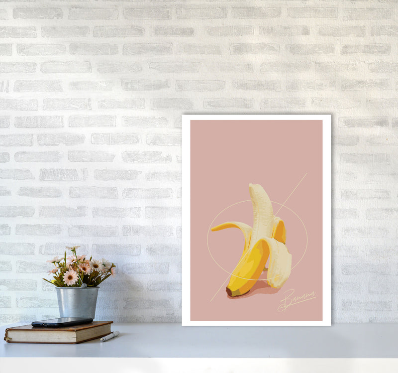 Banana Modern Print, Framed Kitchen Wall Art A2 Black Frame