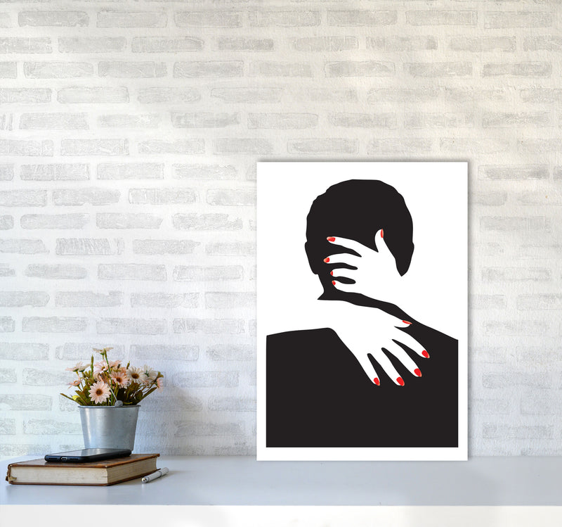 Abstract Man And Hands Modern Print A2 Black Frame