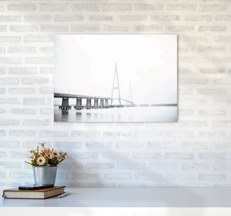 Minimal Grey Bridge Modern Print A2 Black Frame