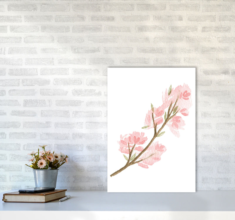 Pink Watercolour Flower 4 Modern Print A2 Black Frame