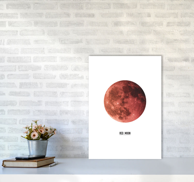 Red Moon Modern Print A2 Black Frame