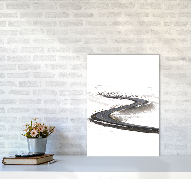 Snowy Road Pass Modern Print A2 Black Frame