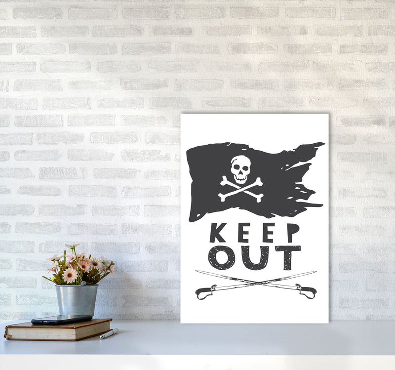 Pirate Keep Out Framed Nursey Wall Art Print A2 Black Frame