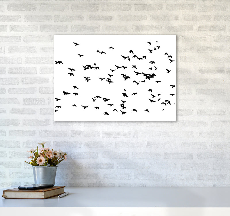 Flock Of Birds Landscape Art Print by Pixy Paper A2 Black Frame
