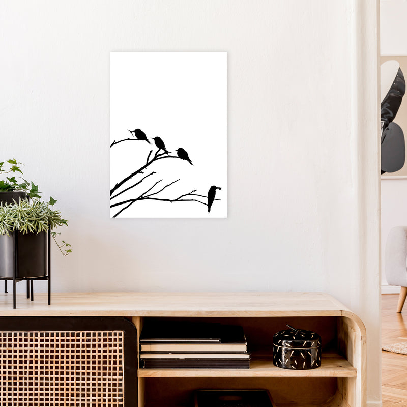 Corner Branch With Birds Art Print by Pixy Paper A2 Black Frame