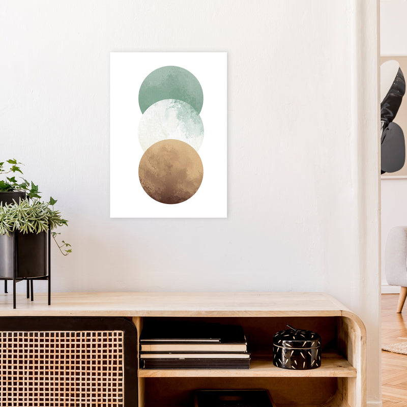 Green And Beige Watercolour Circles Abstract  Art Print by Pixy Paper A2 Black Frame