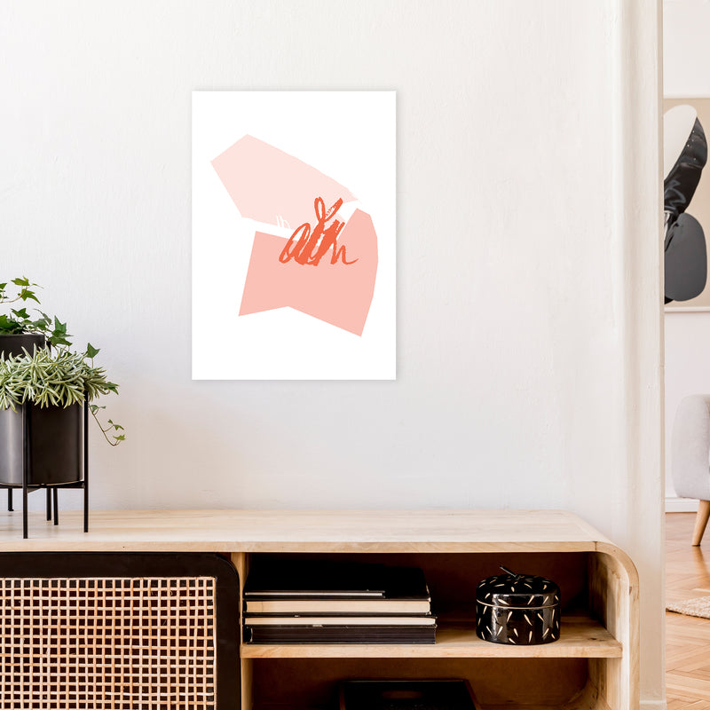 Pink And Coral Palette Shapes  Art Print by Pixy Paper A2 Black Frame