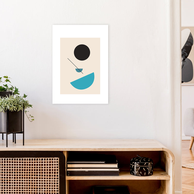 Mita Teal Abstract Shapes N2  Art Print by Pixy Paper A2 Black Frame