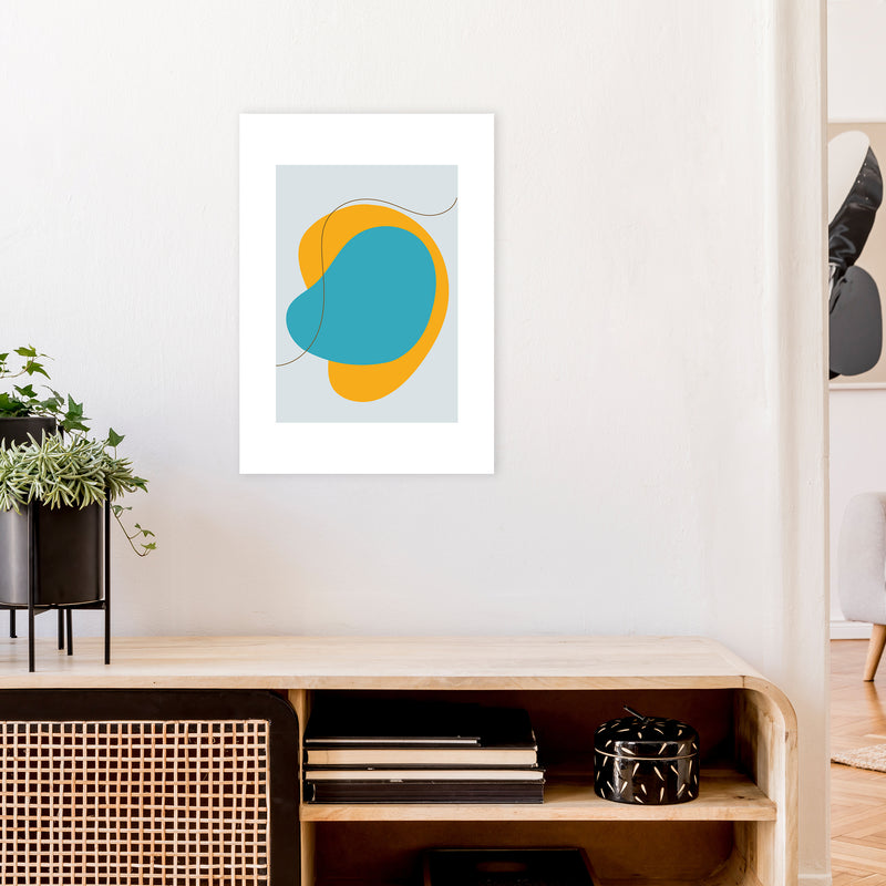 Mita Teal Bold Abstract N22  Art Print by Pixy Paper A2 Black Frame