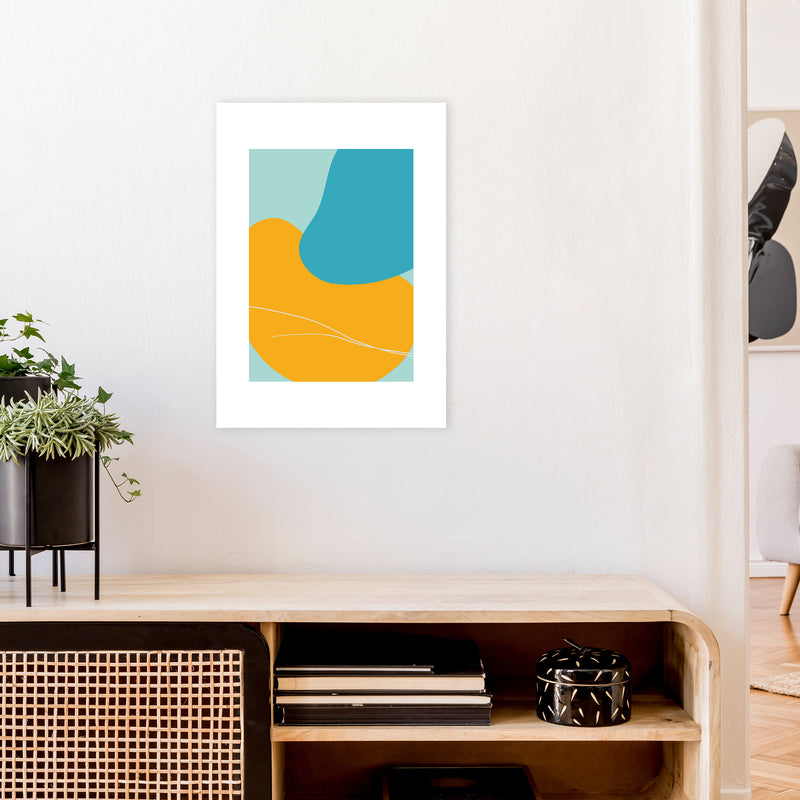 Mita Teal Bold Abstract N20  Art Print by Pixy Paper A2 Black Frame