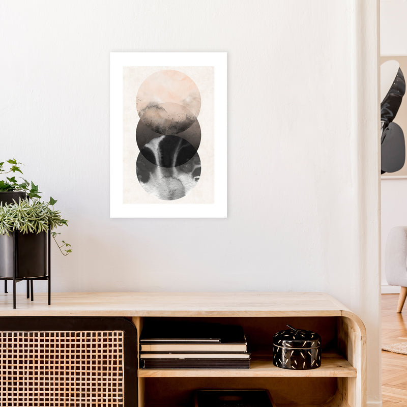 Nude And Pearl Three Circles  Art Print by Pixy Paper A2 Black Frame