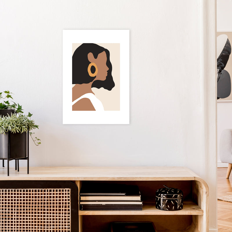 Mica Girl With Earring N6  Art Print by Pixy Paper A2 Black Frame