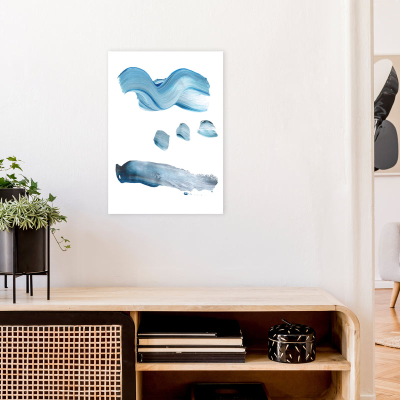 Light Blue Paint Strokes  Art Print by Pixy Paper A2 Black Frame