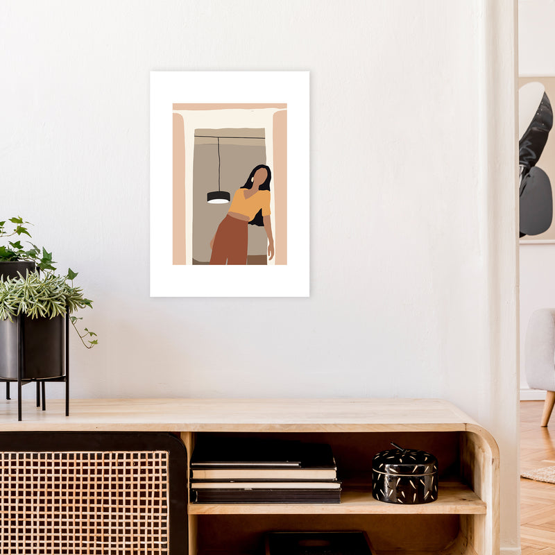 Mica Girl In Doorway N10  Art Print by Pixy Paper A2 Black Frame