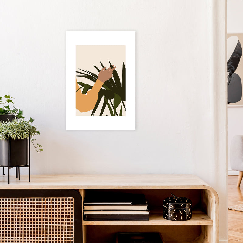 Mica Hand On Plant - N5  Art Print by Pixy Paper A2 Black Frame