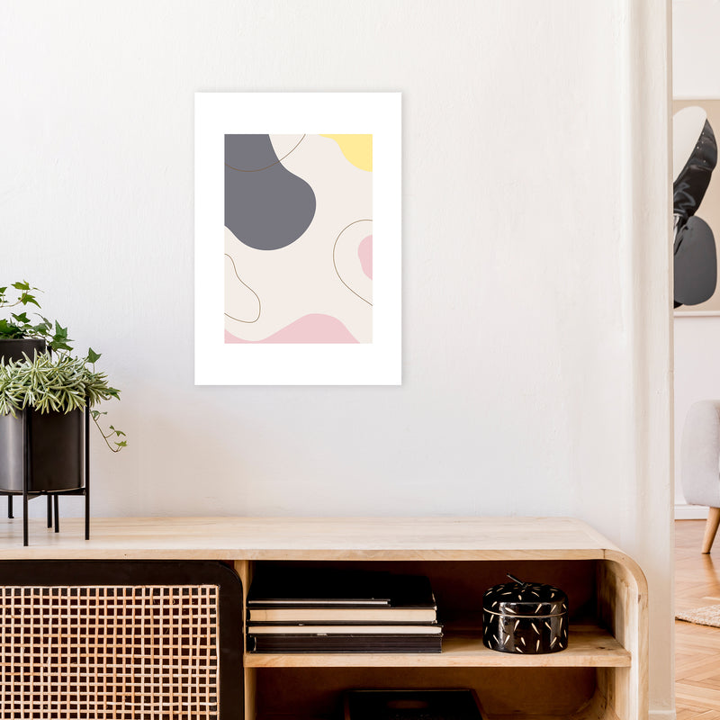 Mila Pink Abstract N17  Art Print by Pixy Paper A2 Black Frame