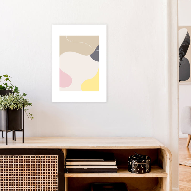Mila Pink Abstract N24  Art Print by Pixy Paper A2 Black Frame