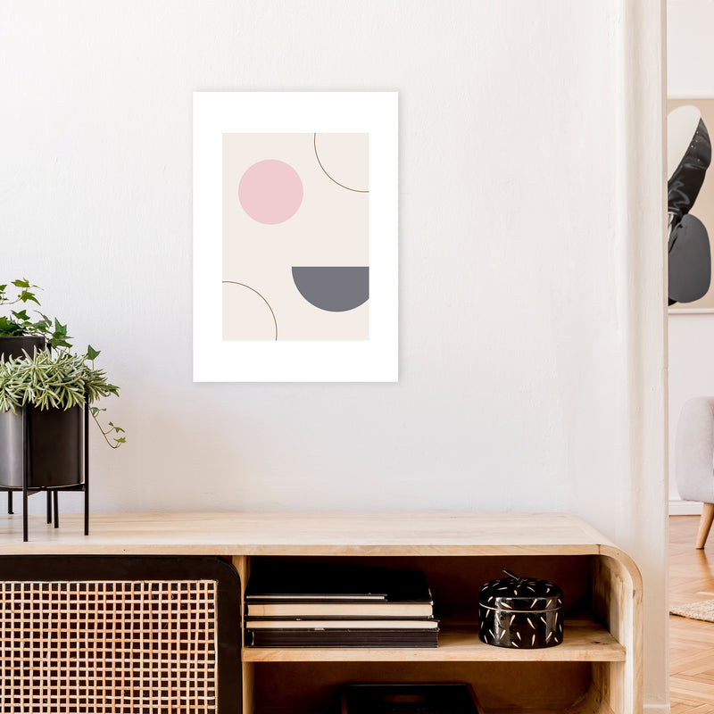 Mila Pink Abstract N23  Art Print by Pixy Paper A2 Black Frame