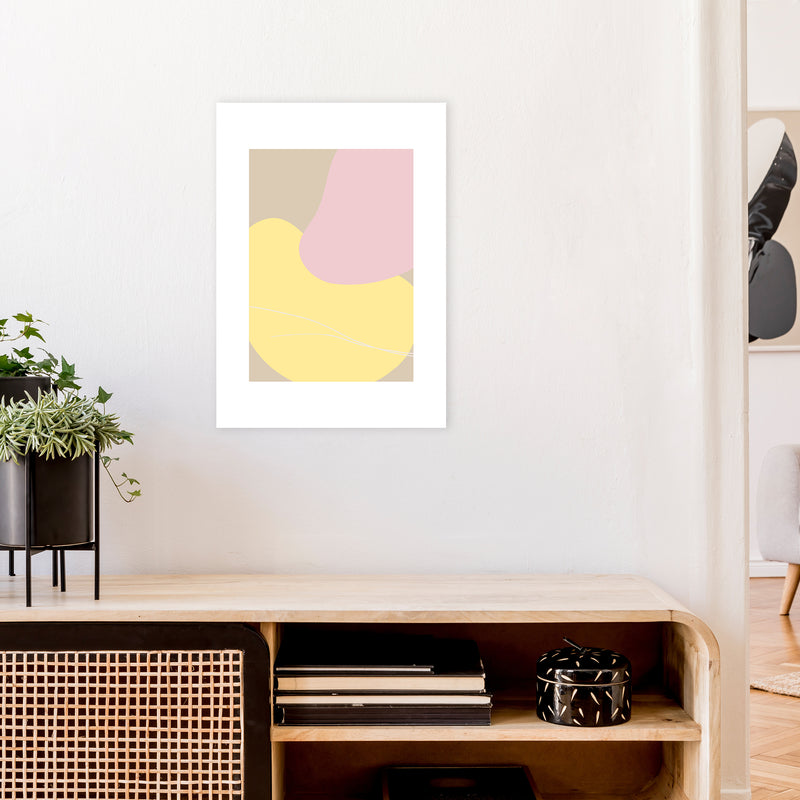 Mila Pink Abstract N20  Art Print by Pixy Paper A2 Black Frame