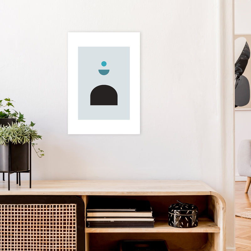 Mita Teal Abstract N12  Art Print by Pixy Paper A2 Black Frame