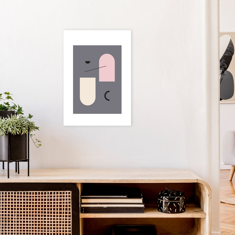 Mila Abstract Pink N5  Art Print by Pixy Paper A2 Black Frame