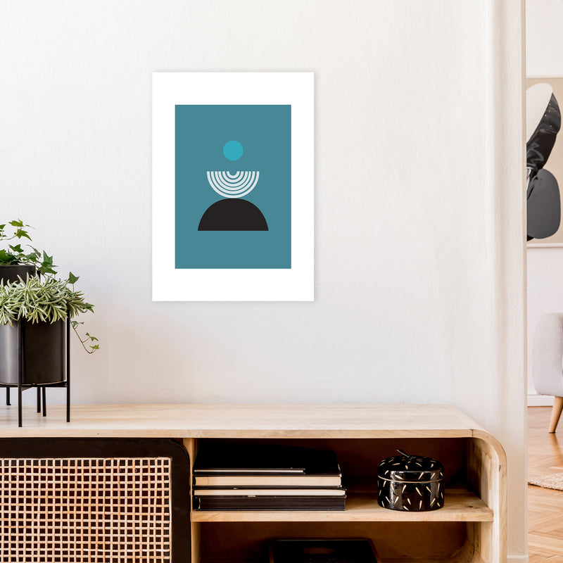 Mita Teal Fountain N8  Art Print by Pixy Paper A2 Black Frame