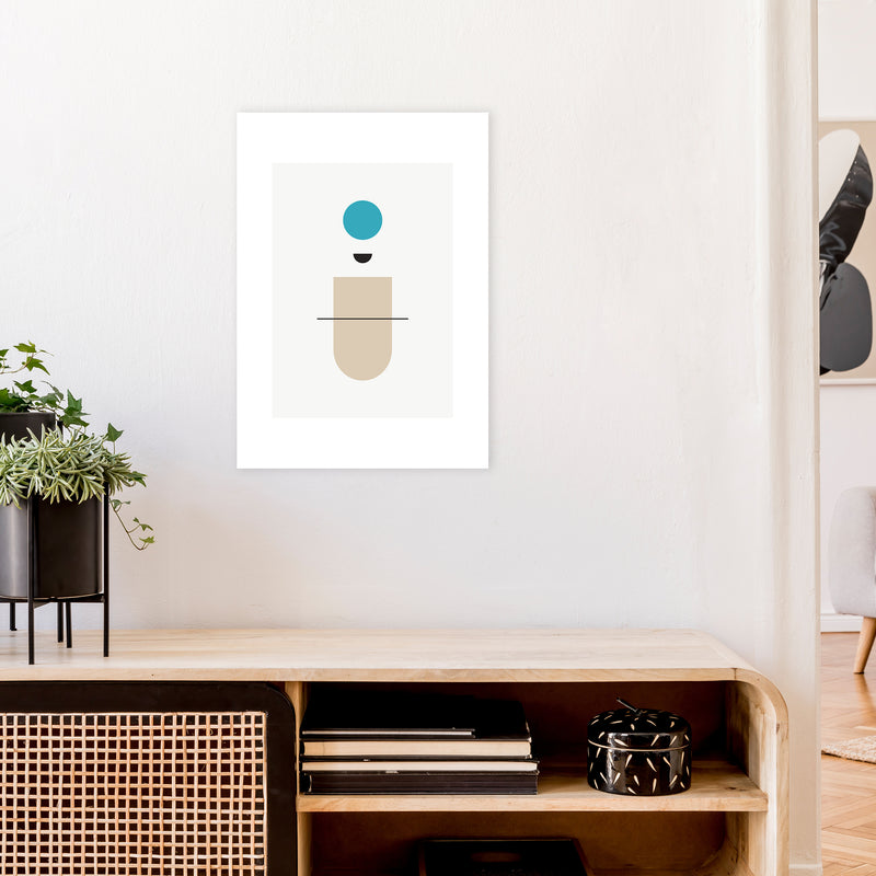 Mita Teal Abstract N1  Art Print by Pixy Paper A2 Black Frame