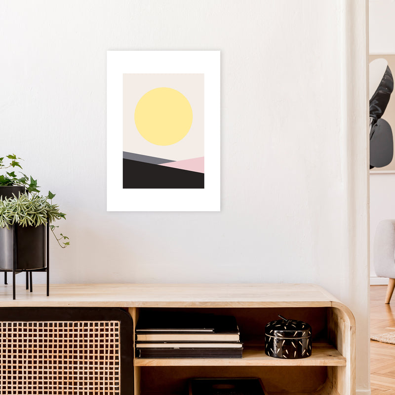 Mila Pink Big Sun N7  Art Print by Pixy Paper A2 Black Frame