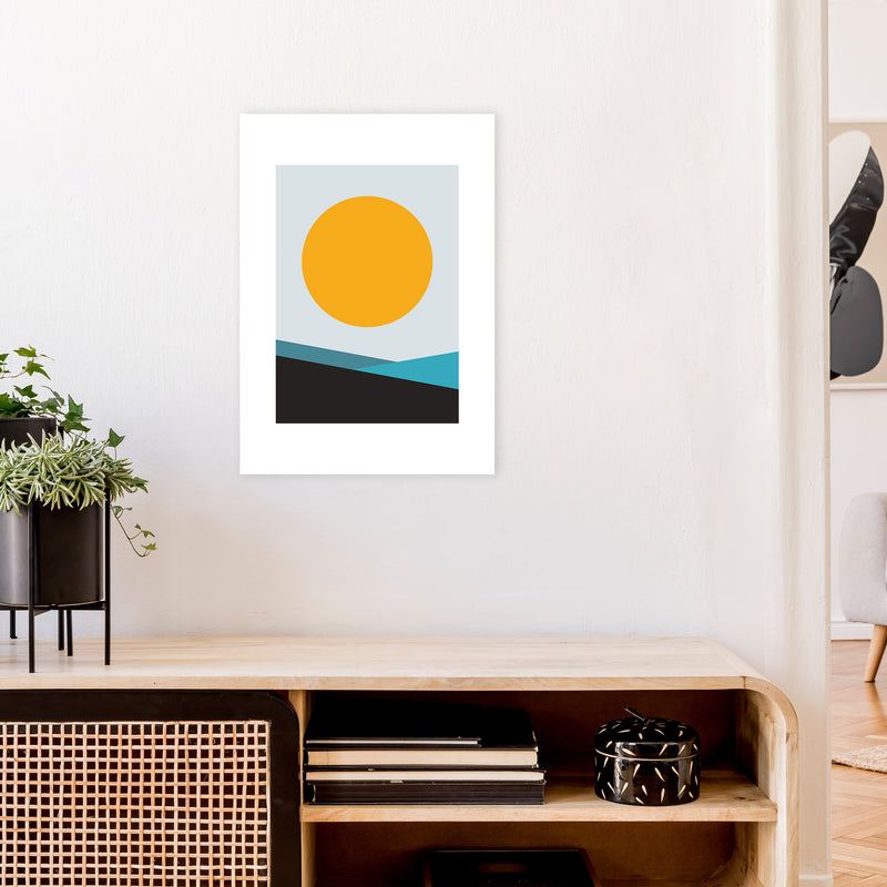 Mita Teal Big Sun N6  Art Print by Pixy Paper A2 Black Frame