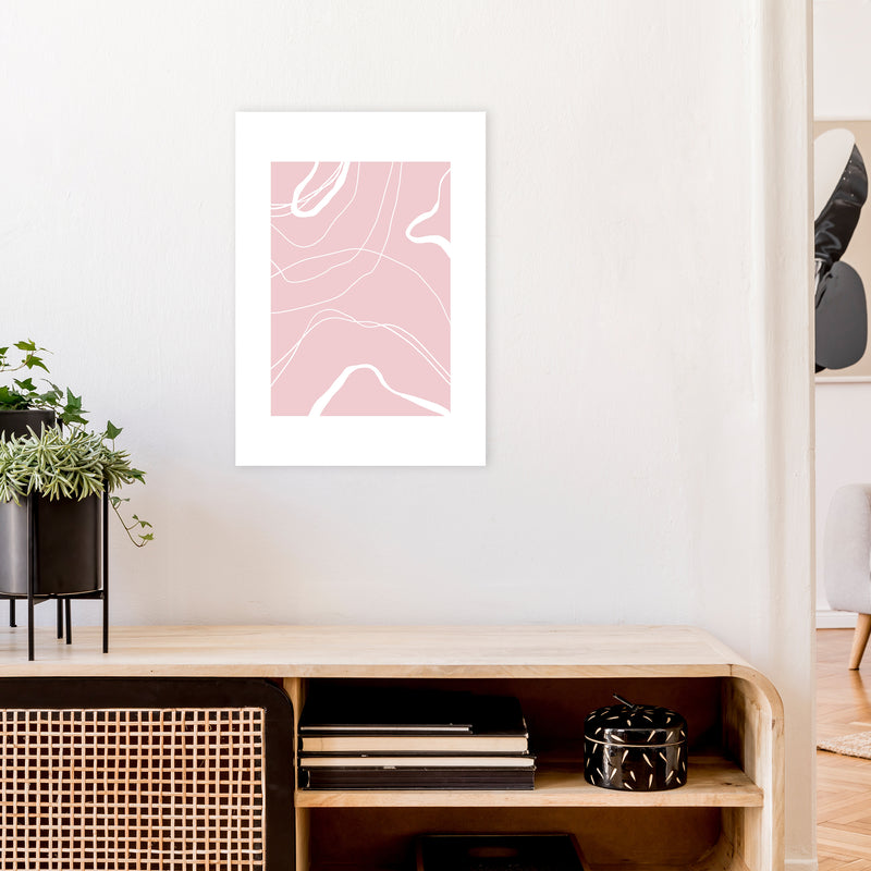 Mila Pink Swirls N14  Art Print by Pixy Paper A2 Black Frame