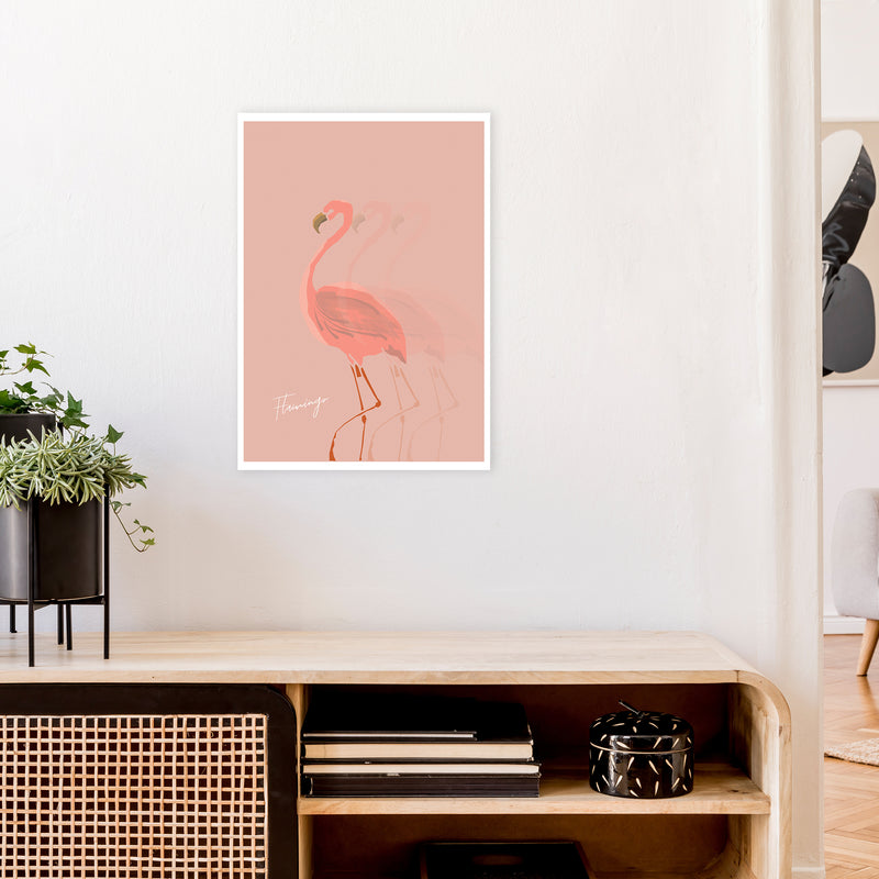 Flamingo Shadow Art Print by Pixy Paper A2 Black Frame