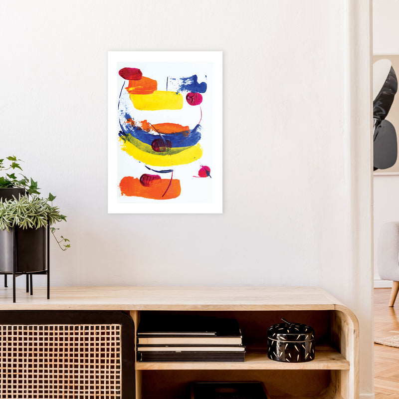 Bright Yellow Blue And Red Paint Strokes  Art Print by Pixy Paper A2 Black Frame